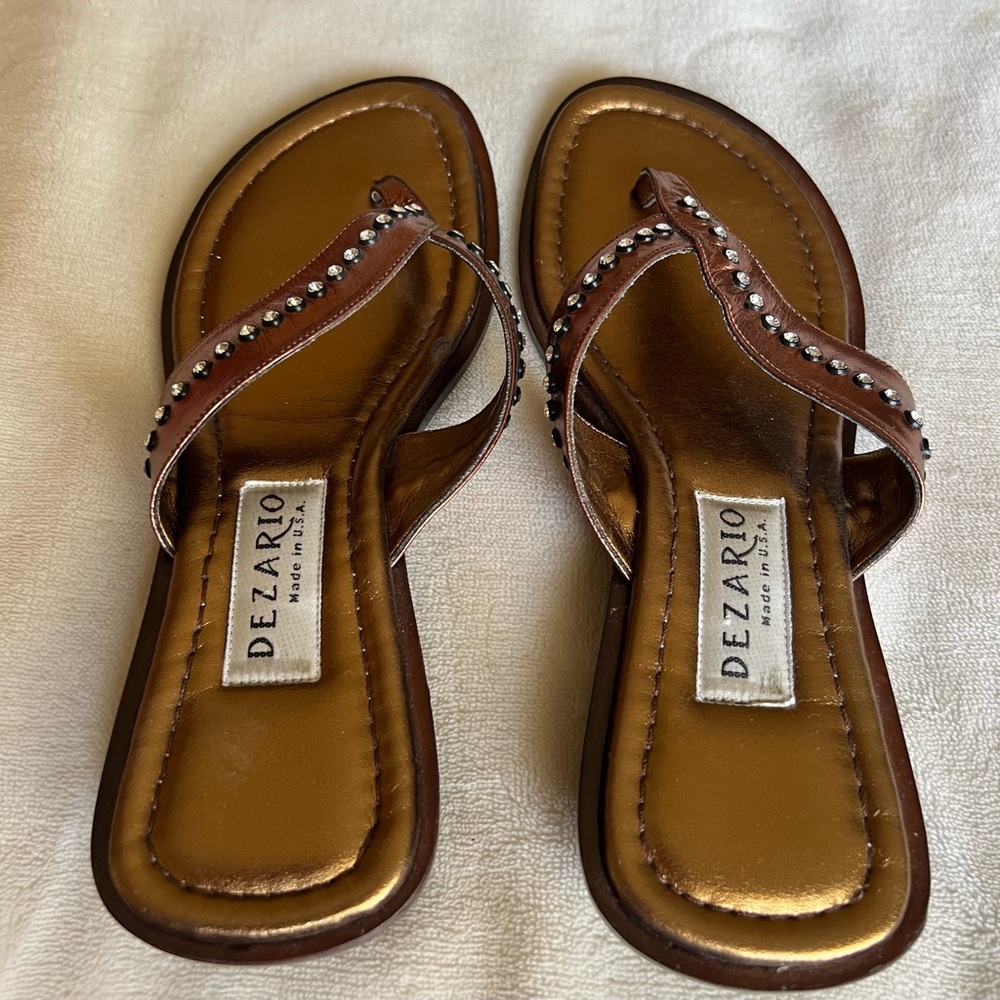 Metallic   Gold Sandals with Rhinestone Accents by Dezario